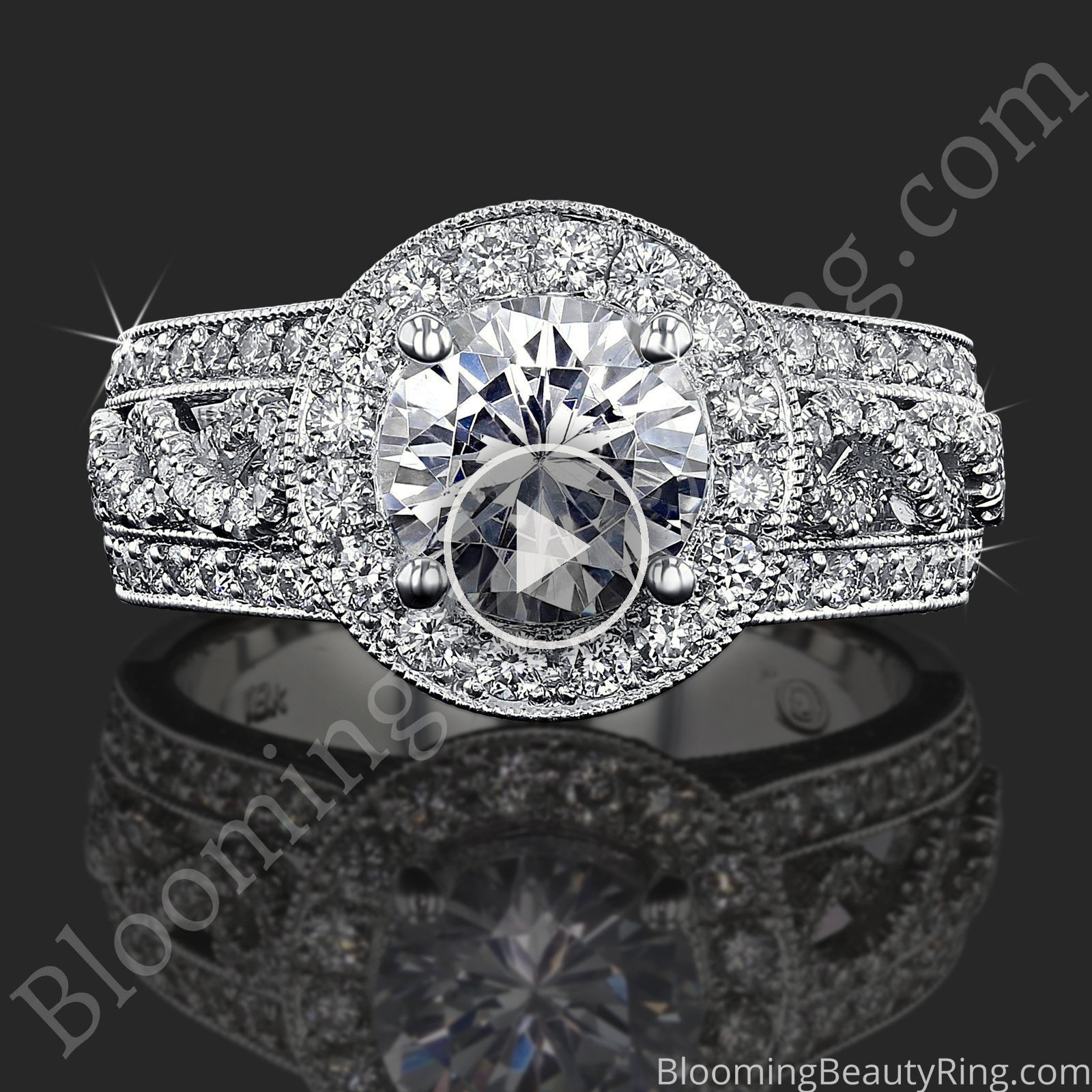 The Diamond Lattice Halo Engagement Ring laying down video