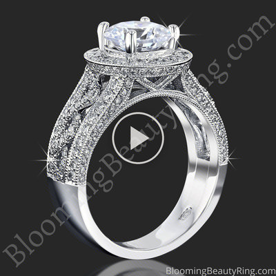 The Diamond Lattice Halo Engagement Ring standing up video
