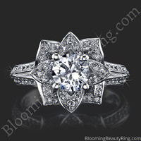 Lotus Ring 8 Petal 1.00 ct. Diamond Band Flower Ring Laying Down