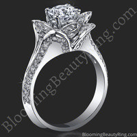 Lotus Ring 8 Petal 1.00 ct. Diamond Band Flower Ring