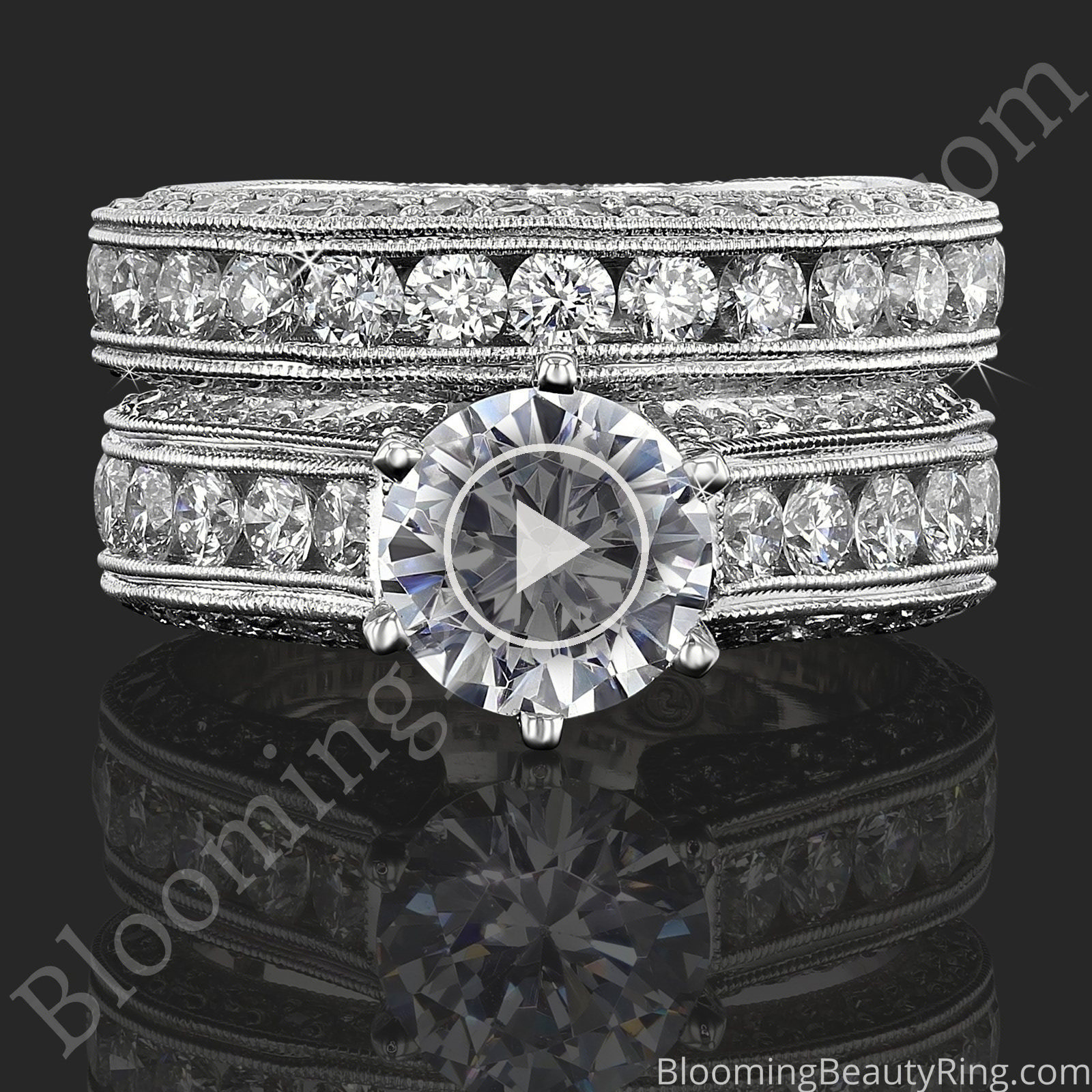 2.90 ctw. 14K Gold Diamond Engagement Ring Set – nrd411eb-1 laying down video