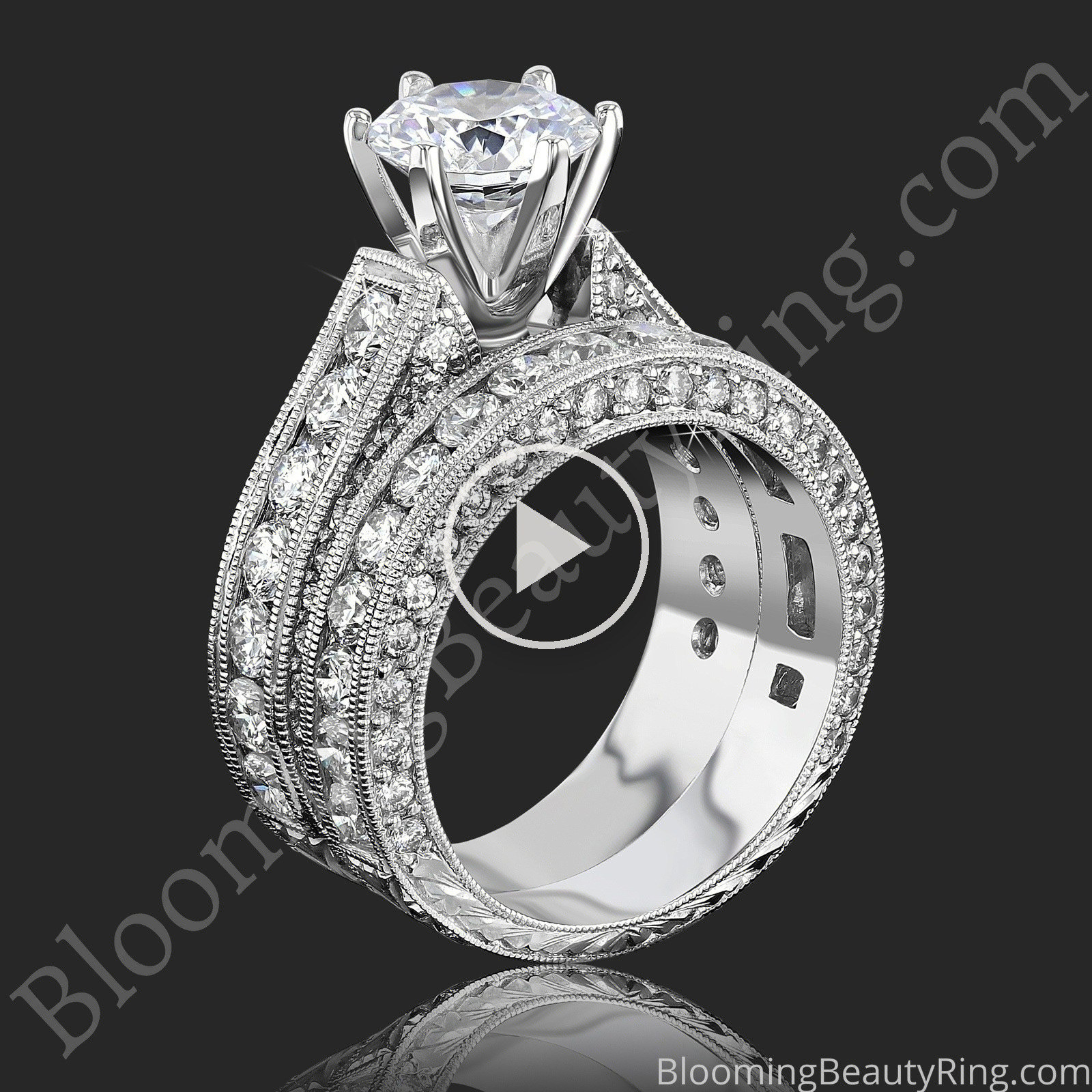 2.90 ctw. 14K Gold Diamond Engagement Ring Set – nrd411eb-1 standing up video