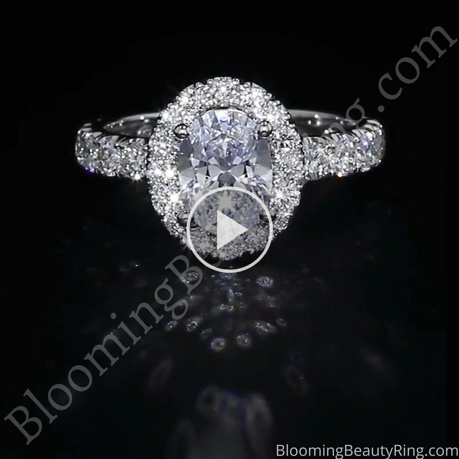 Oval Halo Diamond Engagement Ring Set BBR-727Set engagement ring laying down video