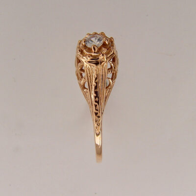 015ffbbr | Pre-Set Antique Filigree Ring | .06ct. round diamond | Florals