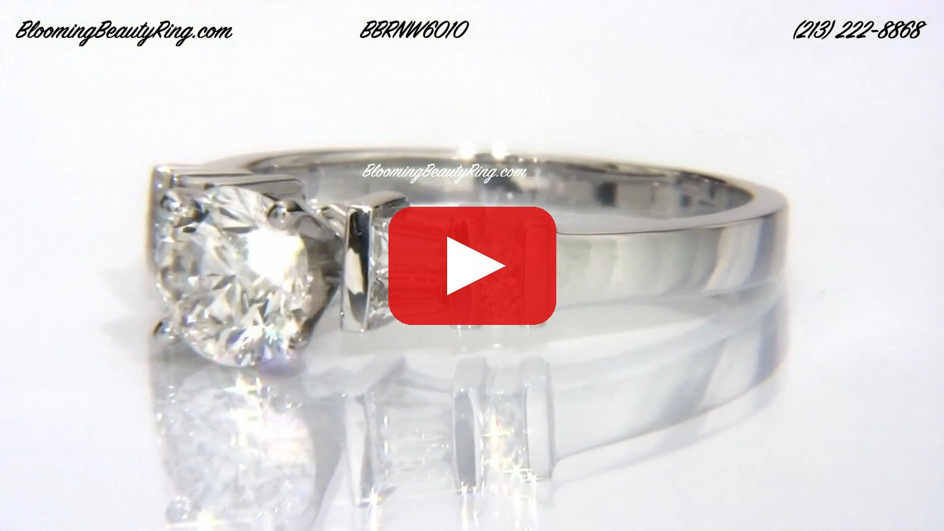 Tiffany Style Engagement Ring with Tapered Baguette and Small Round Side Accent Diamonds – bbrnw6010 video