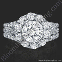 Triple Crown – Three Row Halo Diamond Engagement Ring Setting 2.15CTW – BBR-542 laying down
