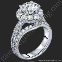Triple Crown – Three Row Halo Diamond Engagement Ring Setting 2.15CTW – BBR-542 standing up