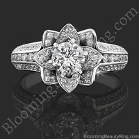 1.38 ctw 6 Prong Original Small Blooming Beauty Flower Ring – bbr434m-6 laying down