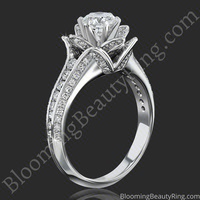 1.38 ctw 6 Prong Original Small Blooming Beauty Flower Ring – bbr434m-6 standing up