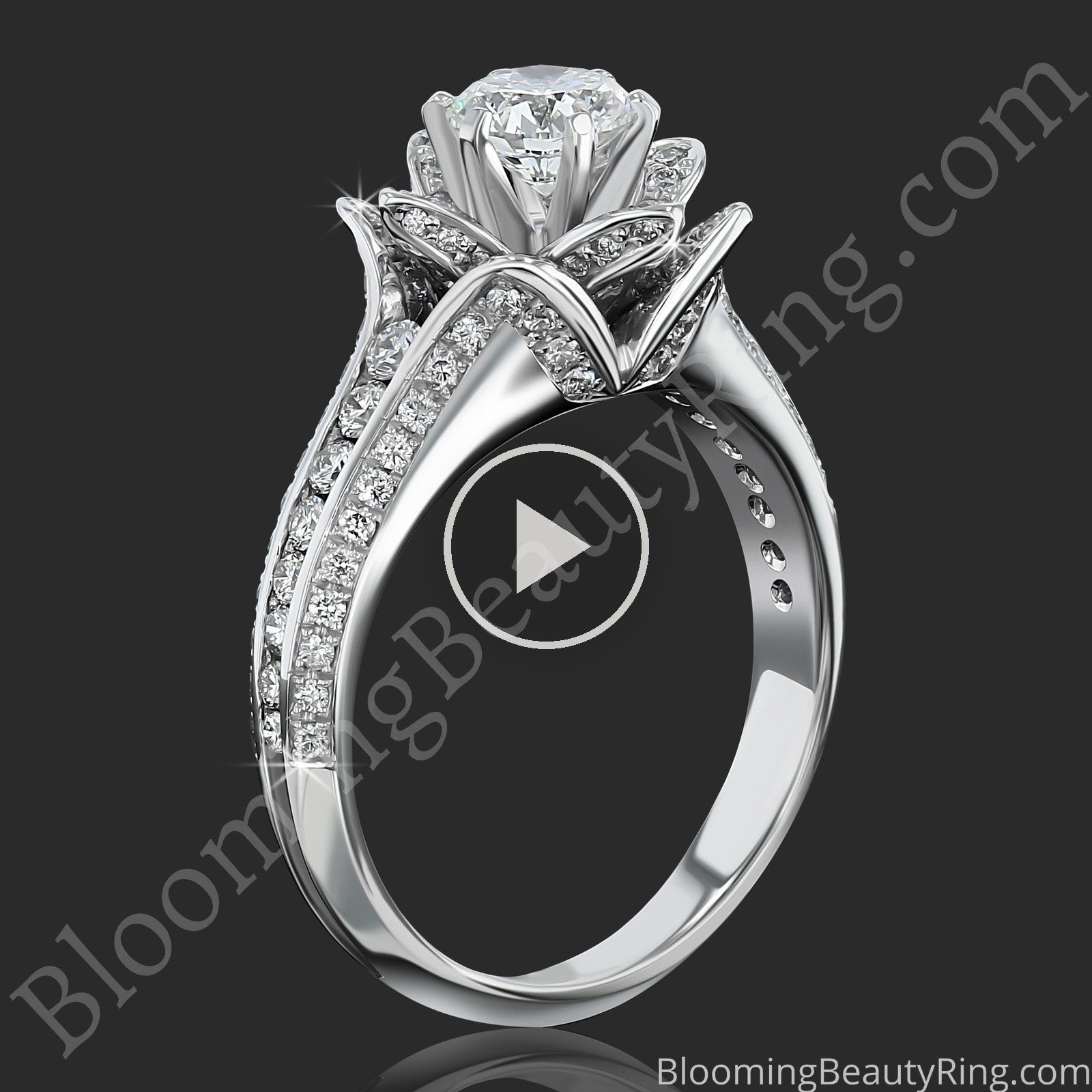 1.38 ctw 6 Prong Original Small Blooming Beauty Flower Ring – bbr434m-6 standing up video