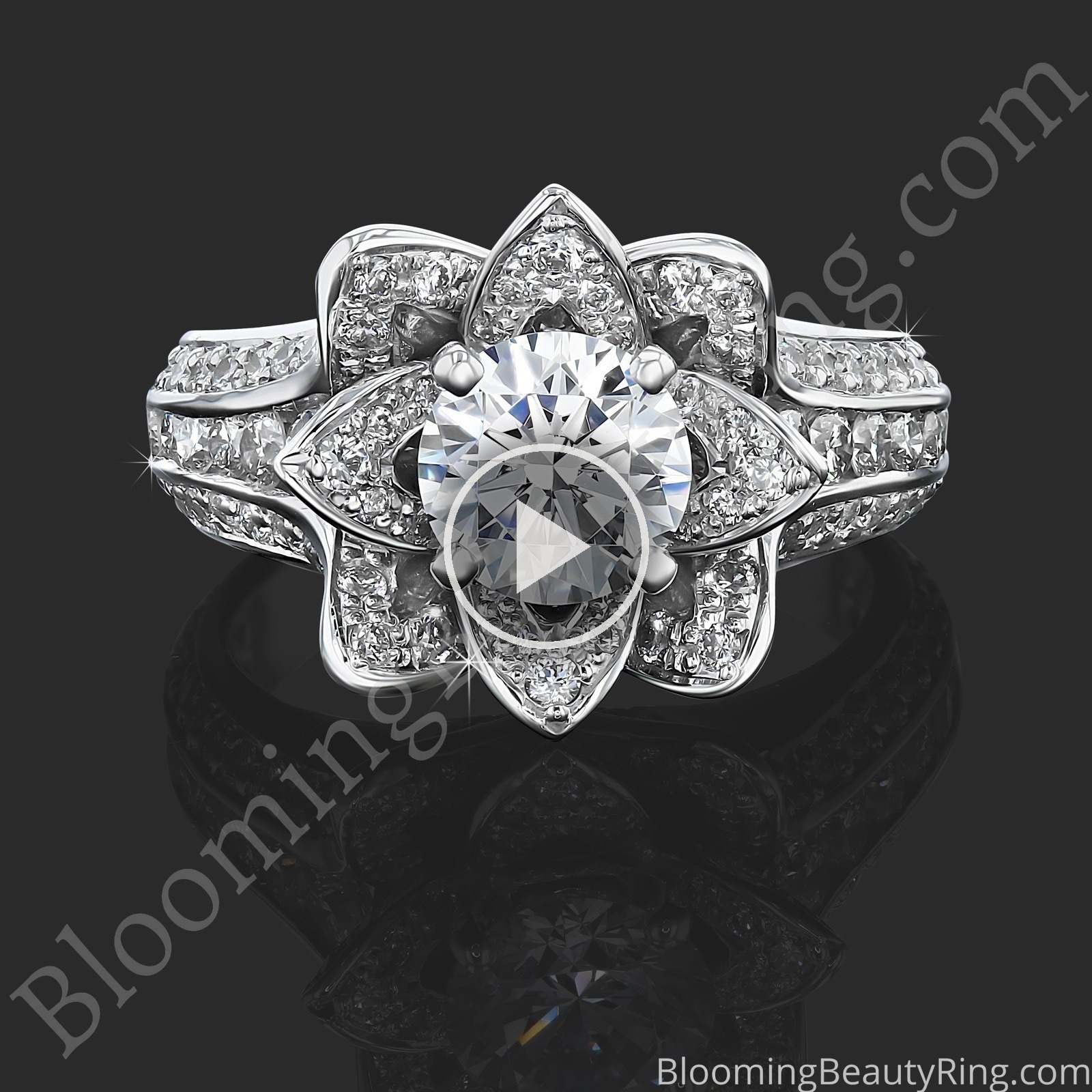 1.38 ctw. Original Small Blooming Beauty Flower Ring – bbr434m laying down video