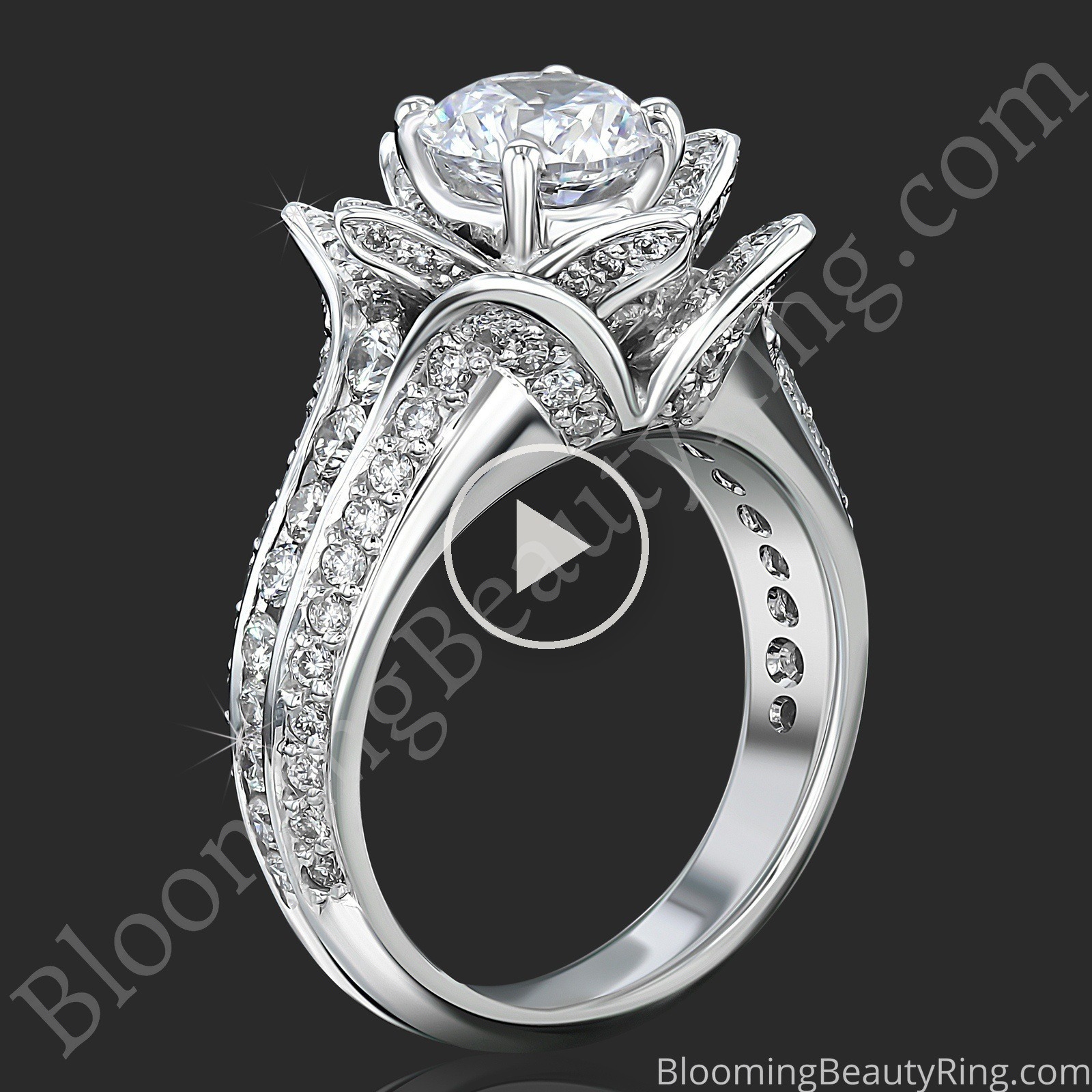 1.38 ctw. Original Small Blooming Beauty Flower Ring – bbr434m standing up video