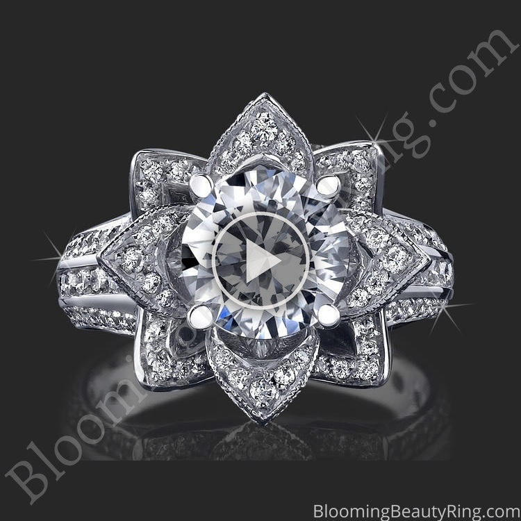1.78 ctw. Original Large Blooming Beauty Flower Ring – bbr434 laying down video