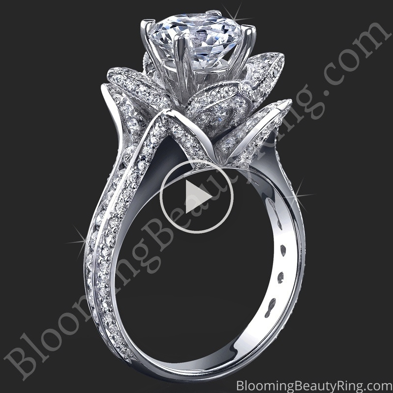 1.78 ctw. Original Large Blooming Beauty Flower Ring – bbr434 standing up video