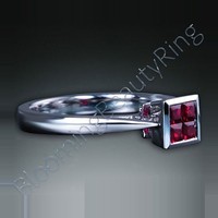 .33 ctw. 18K Gold Invisible Set Ruby Tapered Ring - view 2
