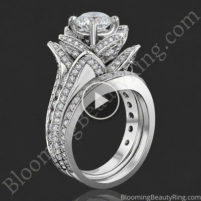2.08 ctw. Original Large Blooming Beauty Flower Ring Set – bbr434set standing up video