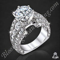 Artisan Etched Trinity Diamond Shank Engagement Ring - bbr505