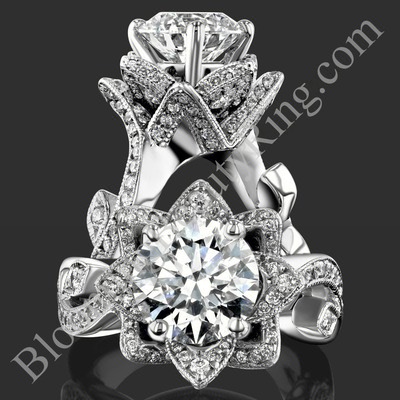 The Large Lotus Swan 1.48 ct. Diamond Engagement Flower Ring