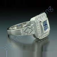 .57 ctw. Diamond and Blue Sapphire Double Square Top Ring - view 2