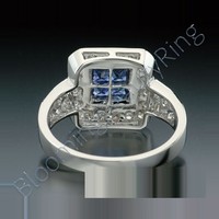 .57 ctw. Diamond and Blue Sapphire Double Square Top Ring - view 3