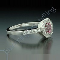.89 ctw. Diamond and Oval Pink Halo Sapphire Ring - view 2