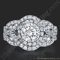 Double Twist Halo Diamond Engagement Ring – bbr592 laying down