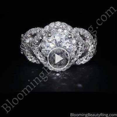 Double Twist Halo Diamond Engagement Ring – bbr592 laying down video