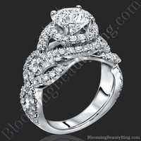 Double Twist Halo Diamond Engagement Ring – bbr592 standing up