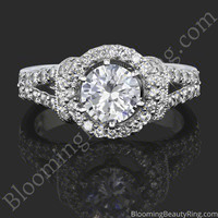 Endless Love – Interlaced Halo Diamond Engagement Ring – bbr701 laying down