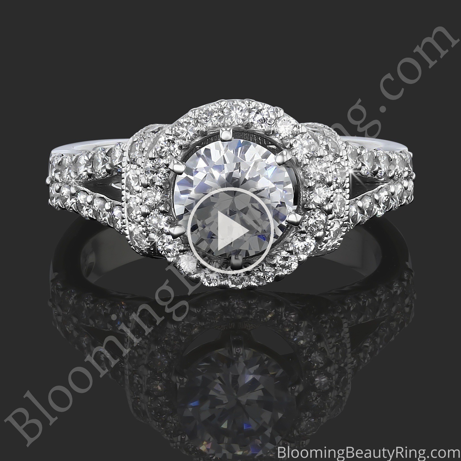 Endless Love – Interlaced Halo Diamond Engagement Ring – bbr701 laying down video