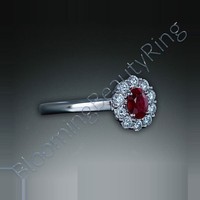 .60 ctw. Fine Oval Red Ruby and Diamond Ring - view 2
