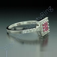 .76 ctw. Invisible Set with 4 Pink Sapphires and Diamond Ring - view 2