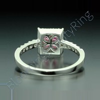 .76 ctw. Invisible Set with 4 Pink Sapphires and Diamond Ring - view 3
