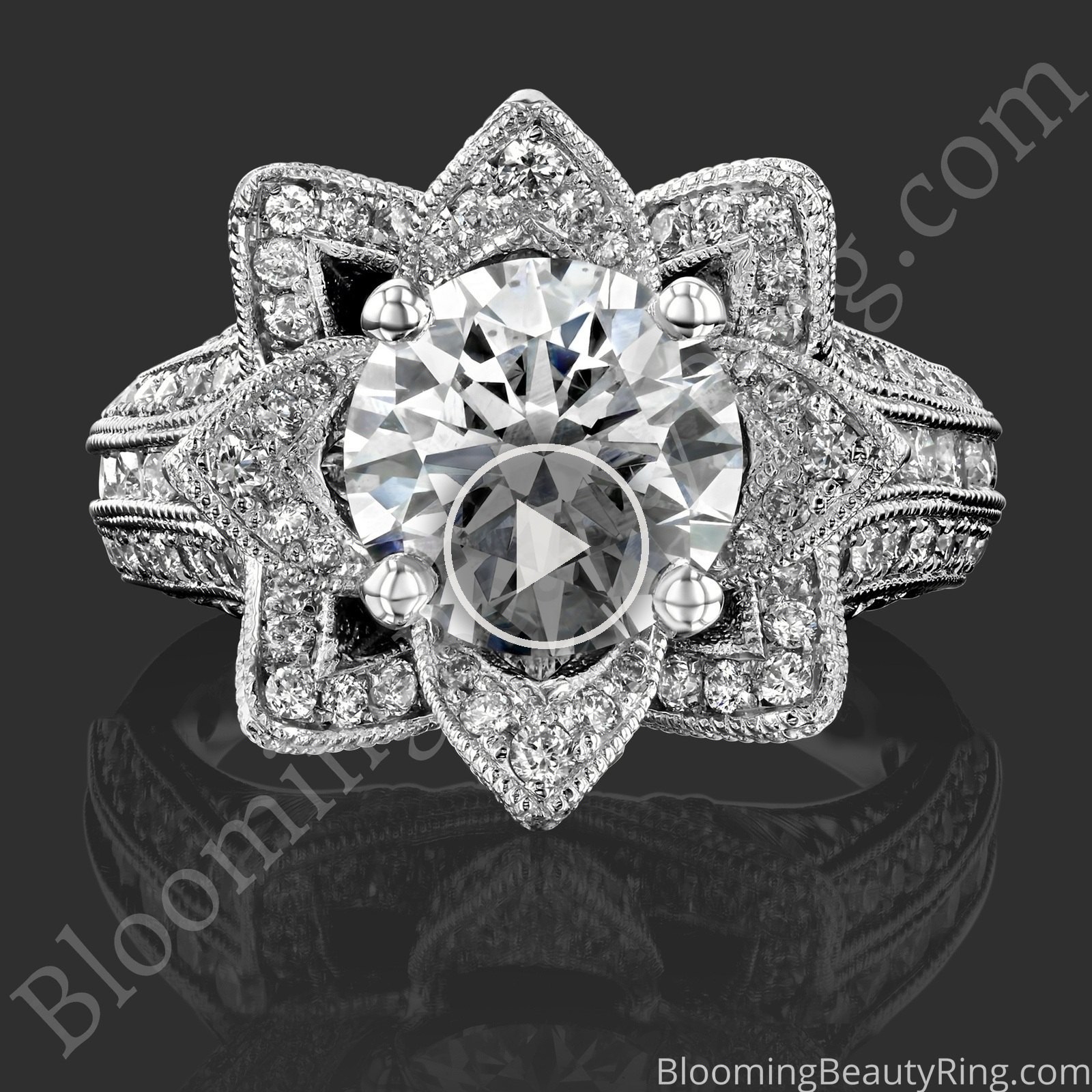1.78 ctw. Large Hand Engraved Blooming Beauty Ring – bbr434en laying down video