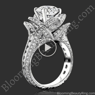 1.78 ctw. Large Hand Engraved Blooming Beauty Ring – bbr434en standing up video