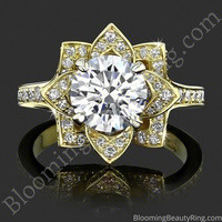 Large Yellow Gold Crimson Rose Diamond Engagement Ring – bbr607-yg laying down