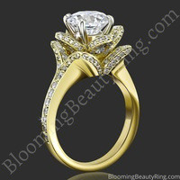 Large Yellow Gold Crimson Rose Diamond Engagement Ring – bbr607-yg standing up