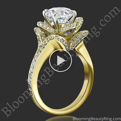 Large Yellow Gold Crimson Rose Diamond Engagement Ring – bbr607-yg standing up video