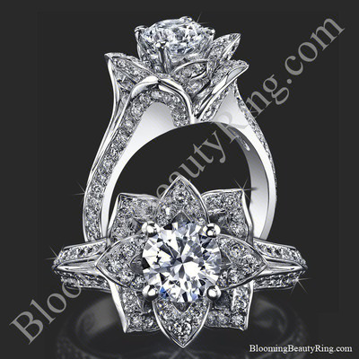 Lotus Ring 8 Petal 1.00 ct. Diamond Band Flower Ring