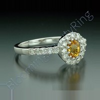 .85 ctw. Multi Prong Oval Yellow Sapphire and Diamond Ring - view 2