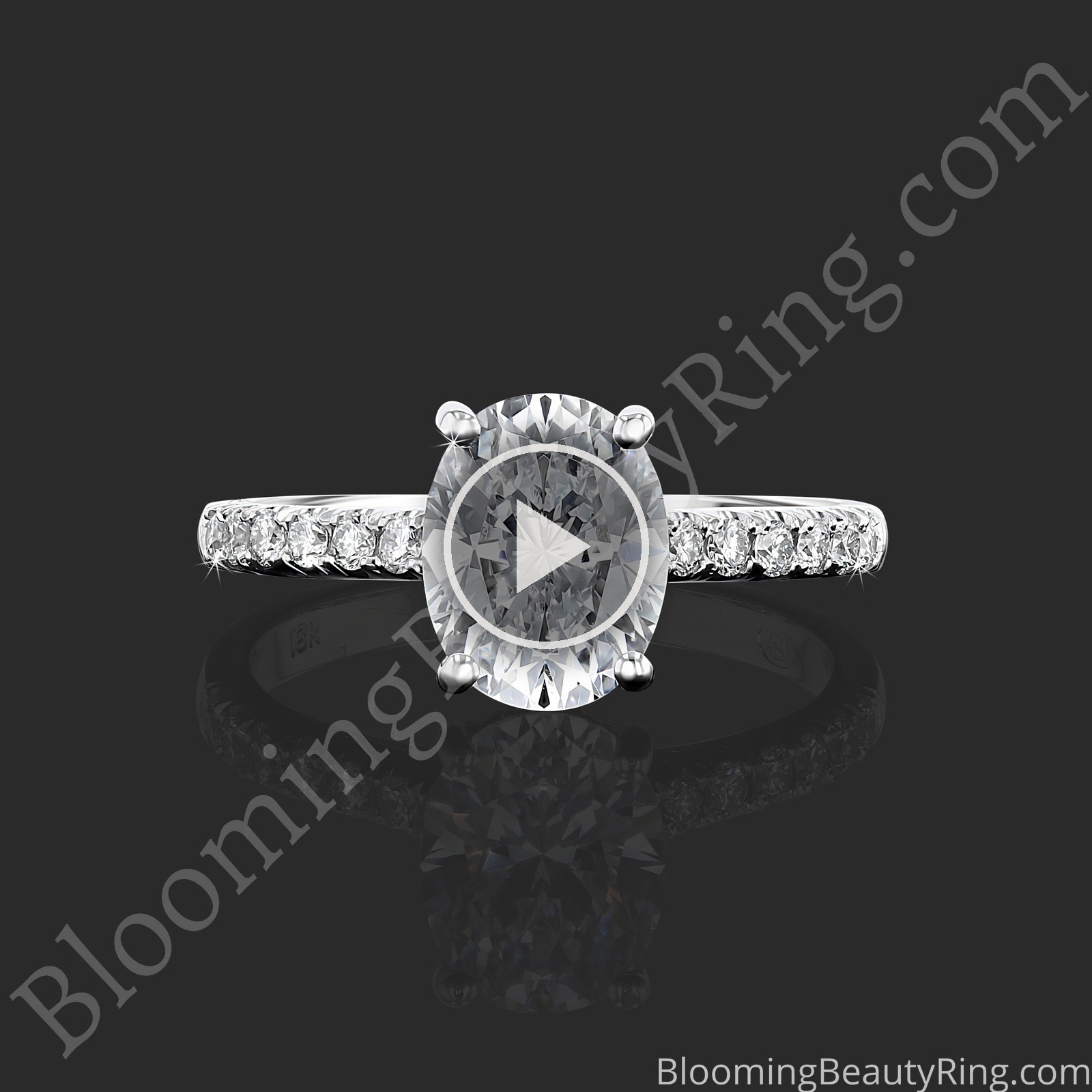 The Oval Embrace – Hidden Halo Diamond Engagement Ring laying down video