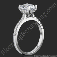 The Oval Embrace hidden halo diamond engagement ring standing up, showing the hidden halo under the oval center, BBR742E