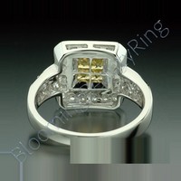 .50 ctw. Princess Yellow Sapphire and Diamond Square Ring - view 3