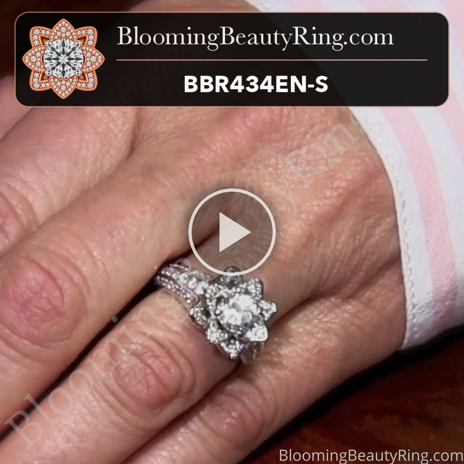 1.37 ctw. Small Hand Engraved Blooming Beauty Engagement Ring – bbr434en-s on hand video
