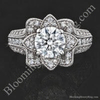 1.37 ctw. Small Hand Engraved Blooming Beauty Engagement Ring – bbr434en-s laying down