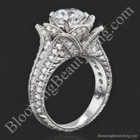1.37 ctw. Small Hand Engraved Blooming Beauty Engagement Ring – bbr434en-s standing up