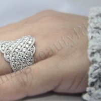 Starry Nights 3.76 ctw Round Diamond and White Gold Fashion Ring - on the hand