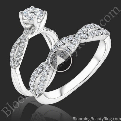 The Diamond Ascent – Openwork Diamond Wedding Ring Set – bbr729-set standing up video