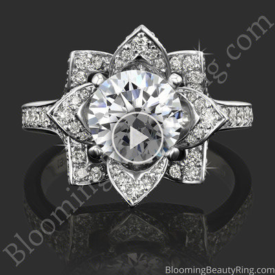 The Large Crimson Rose Flower Diamond Engagement Ring – bbr607 laying down video