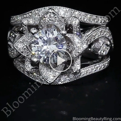 The Large Lotus Swan Double Band Flower Ring Set – bbr626-1 laying down video